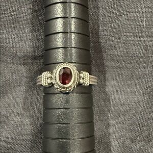 Sterling Silver Ring with Red Gemstone